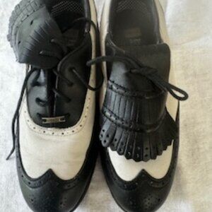 Ladies Etonic Golf Shoes Black and Ivory Spectator Style